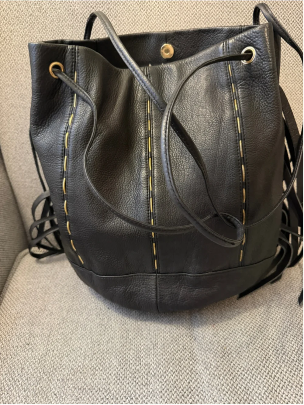 Women's Kelsi Dagger Black Leather Bucket Hobo Bag, One Size
